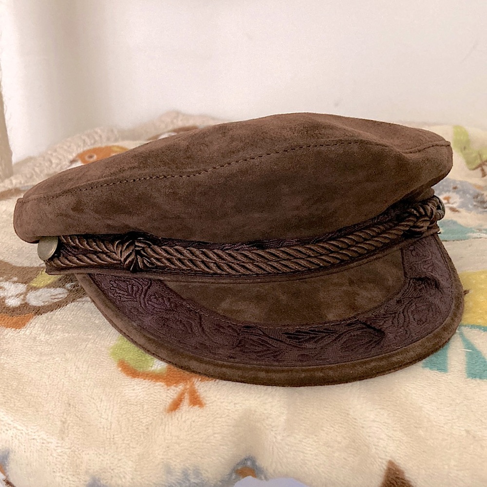 Goorin Brothers Papou Braid Trim Greek Fisherman Cap In Brown Suede
